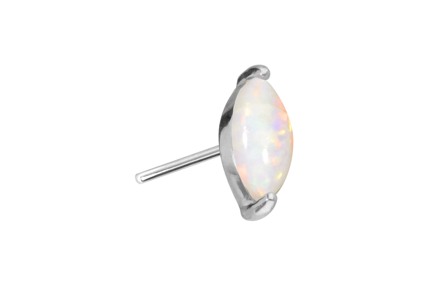 14 Karat Gold Aufsatz mit Titan Push Pin OVALER SYNTHETISCHER OPAL von Piercingline